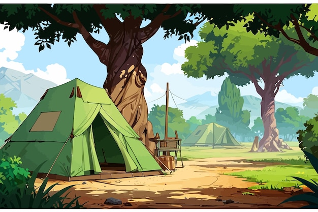 camping brazil countryside cartoon illustration