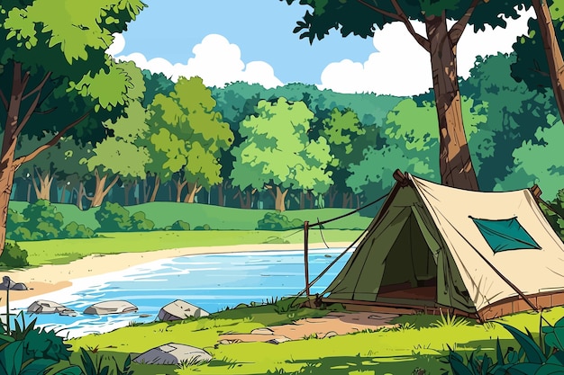 camping brazil countryside cartoon illustration