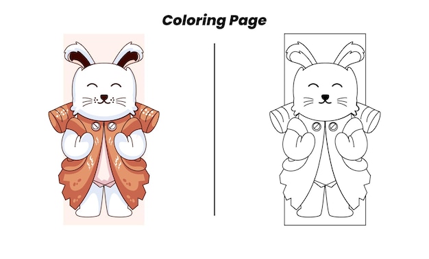 Camping bunny with coloring pages