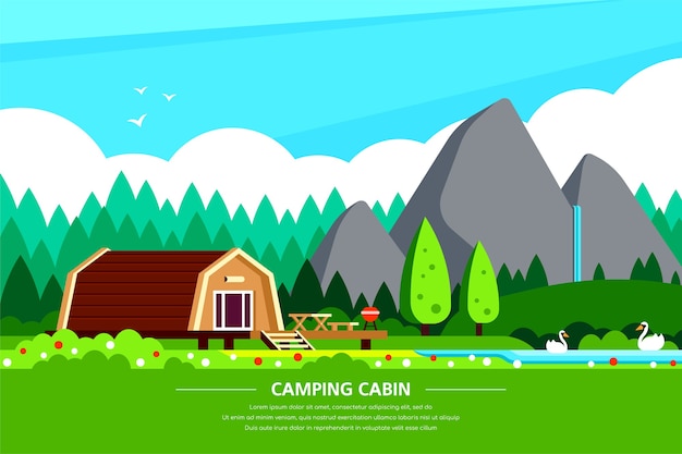 Camping cabin rental banner design