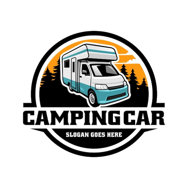 camping car, campervan illustration logo vector