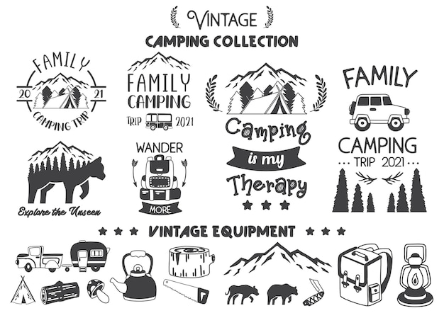 Camping citaat illustratie vector voor spandoek, poster, flyer