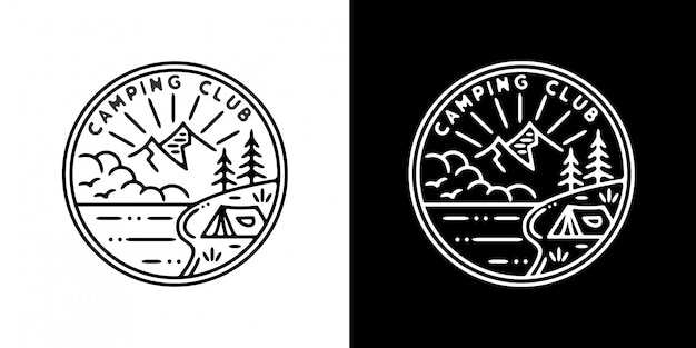 Camping Club Monoline Badge Design