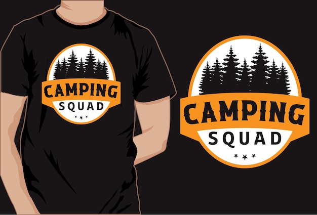 Camping colorful vintage typography vector design for print on demand