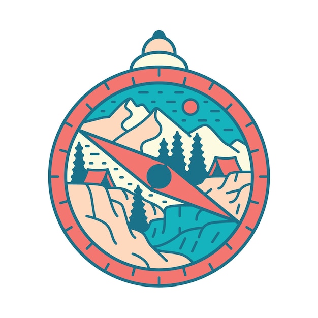 Vector camping and compass graphic illustration vector art tshirt design