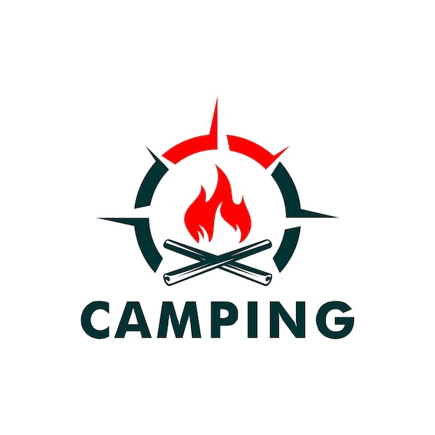 Camping compass out door logo icon