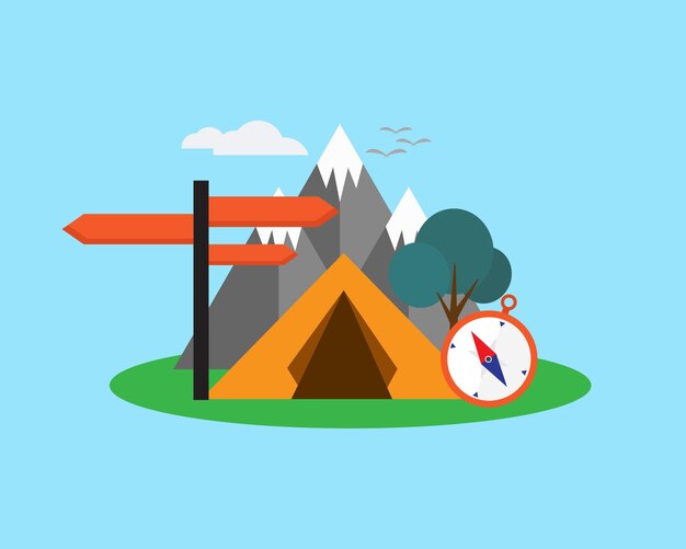 Camping concept flat vector illustration