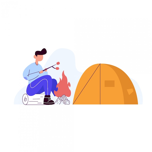 camping concept illustration for landing page