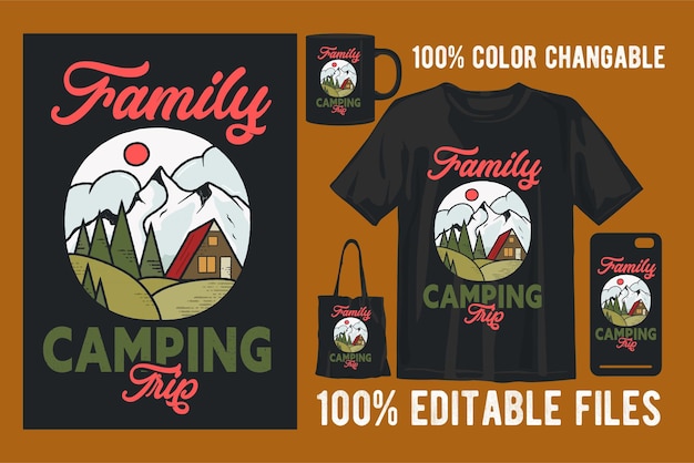 Camping creative design for print on demand