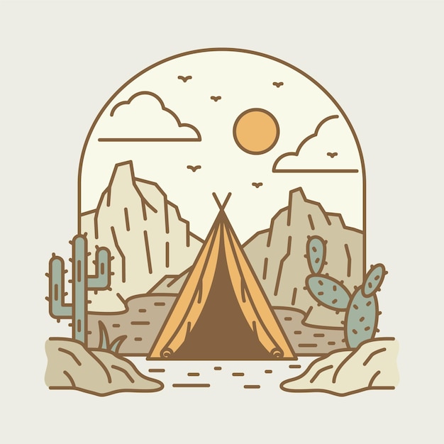 Camping and desert graphic illustration vector art tshirt design