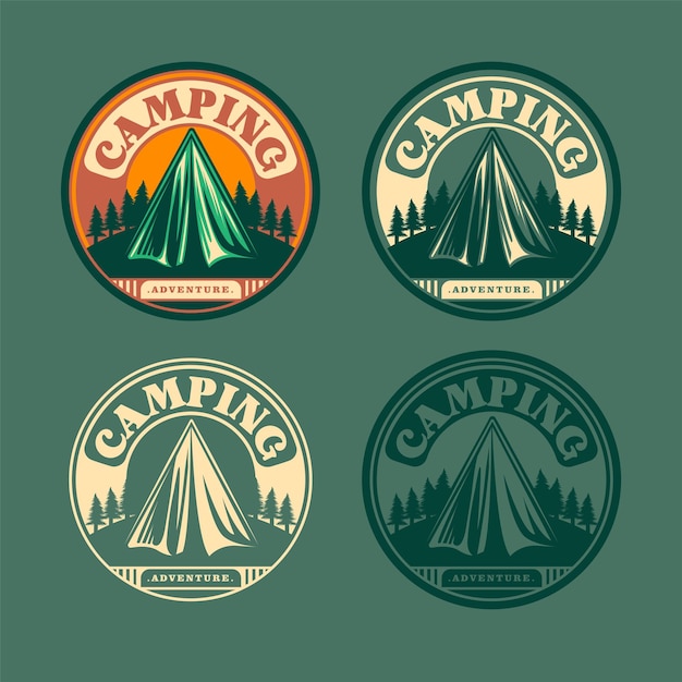 Camping design logo vector bundle adventure