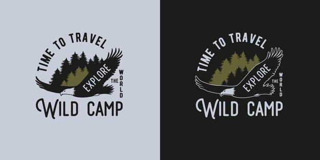 캠핑 야외 여행을 위한 캠핑 독수리 프린트