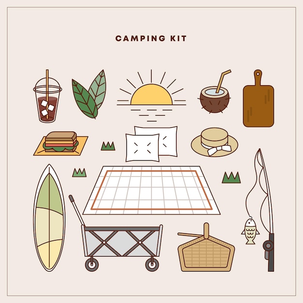 Camping Element Vector Illustratie Set