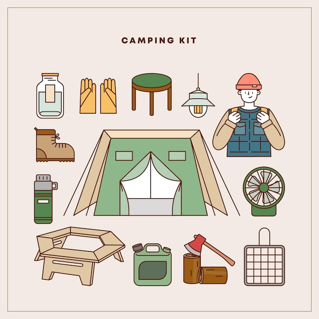 Camping Element Vector Illustration Set