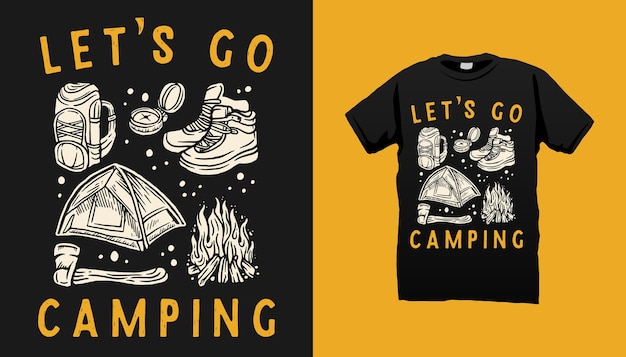 Camping elementen t-shirt ontwerp