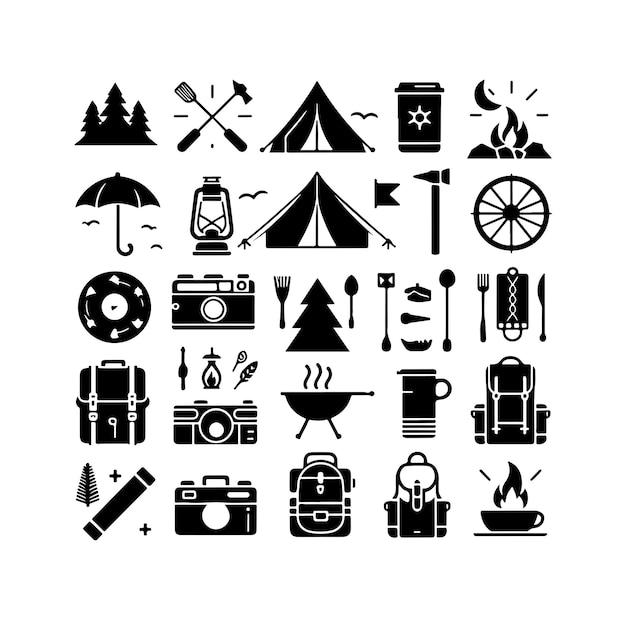 Vector camping elements settor