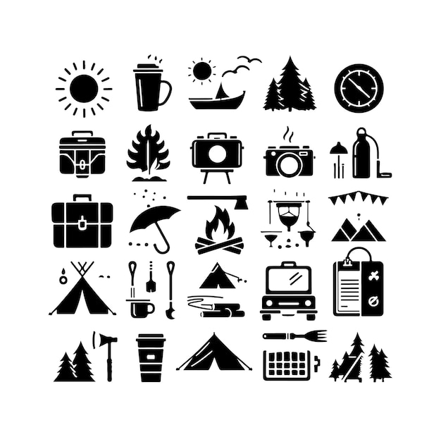 Vector camping elements settor
