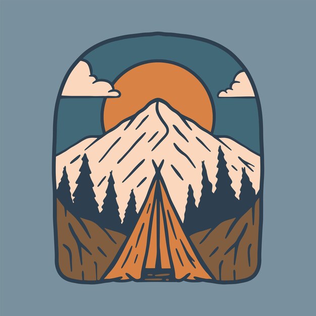 Vector camping en berg grafische illustratie vector kunst tshirt ontwerp