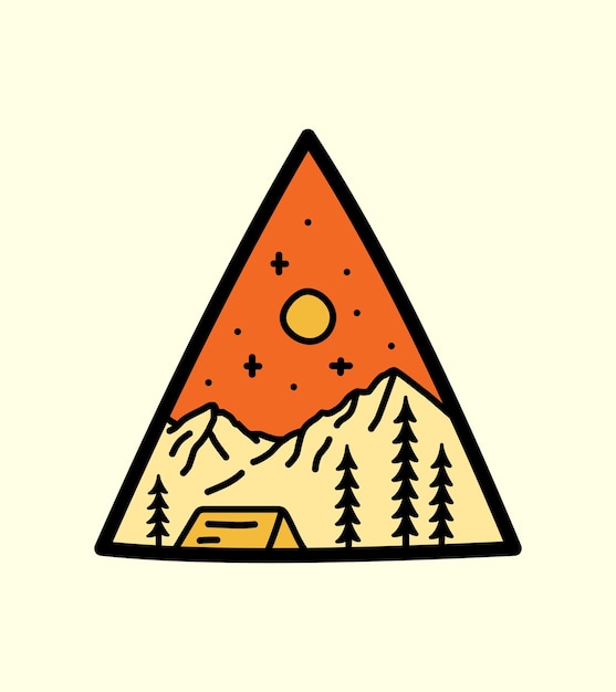 Camping en berg vector voor tshirt Ontwerp tee ontwerp patch embleem badge ontwerp