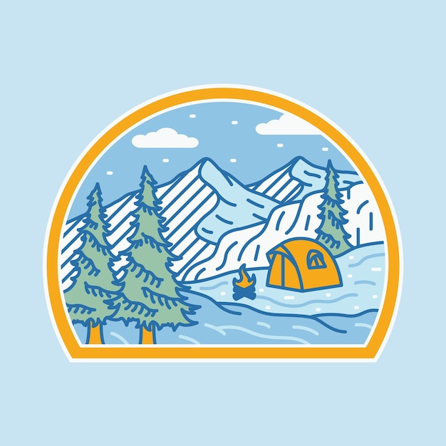 Camping en bergen grafische illustratie vector kunst tshirt ontwerp