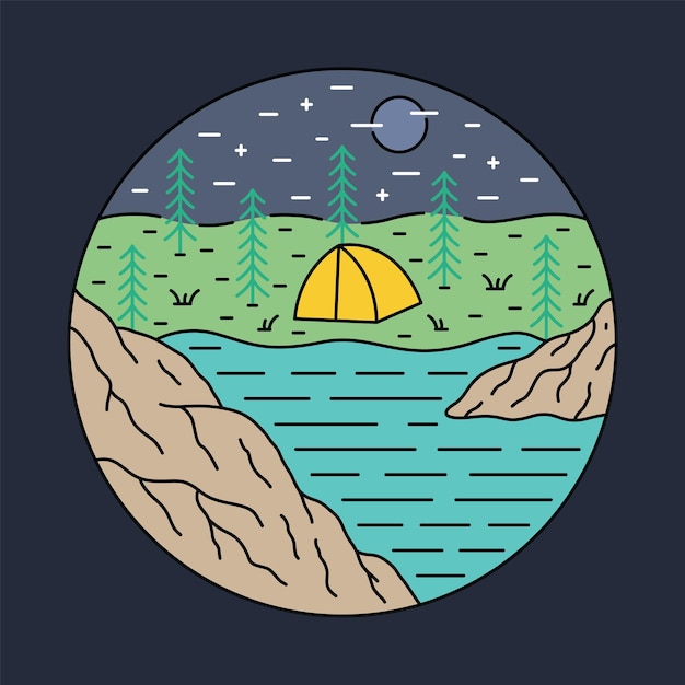 Camping en schoonheid nacht grafische illustratie vector kunst tshirt ontwerp