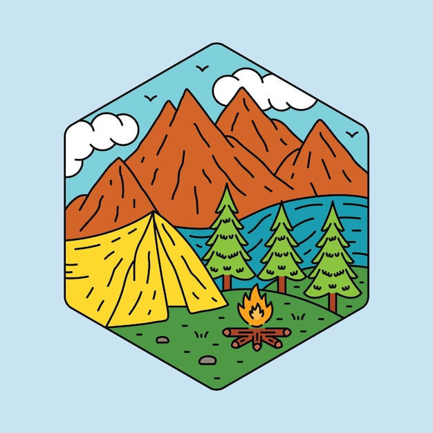 Camping en vreugdevuur grafische illustratie vector kunst tshirt ontwerp