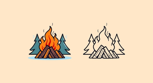 Camping Equipment Clipart Vector Graphics Depicting Tents Campfires and Camping Gear