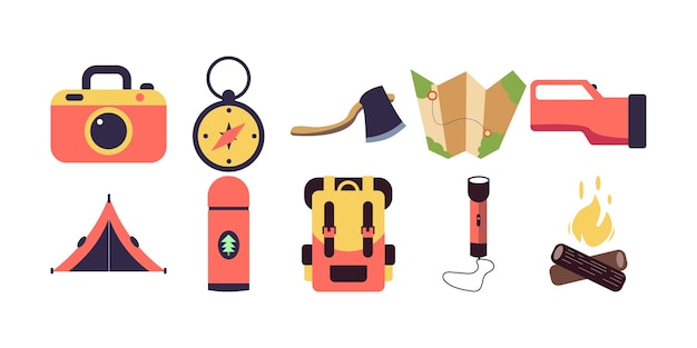 Vector camping equipment illustration