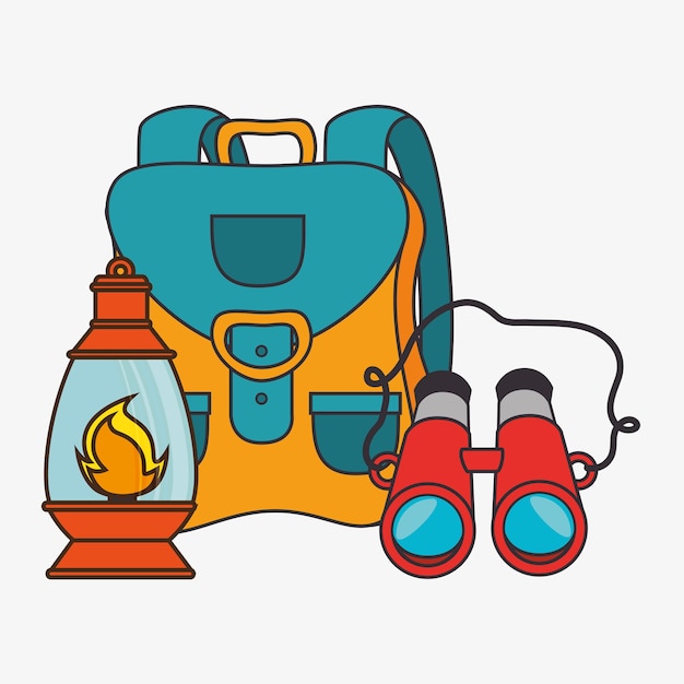 Vector camping equipment set icons vector illustration design