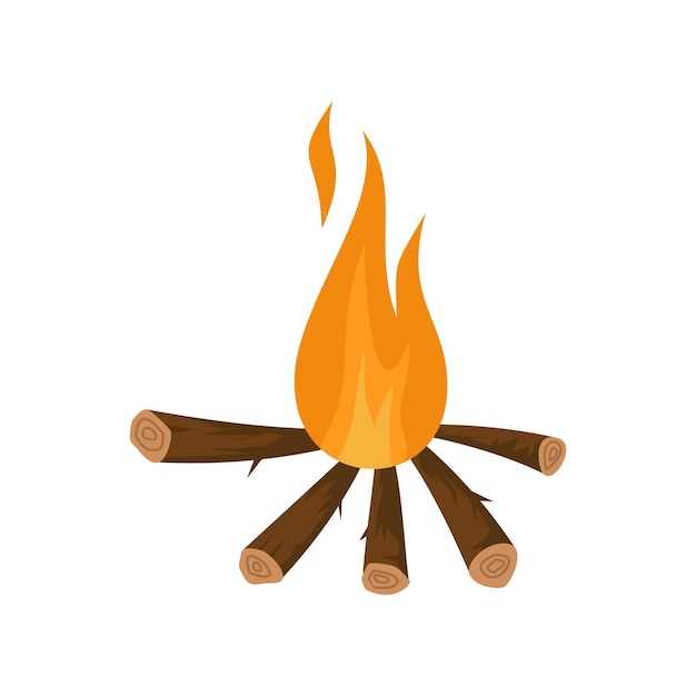 キャンプの火のアイコン Web は、白で隔離のキャンプの火ベクトル アイコンのフラットの図