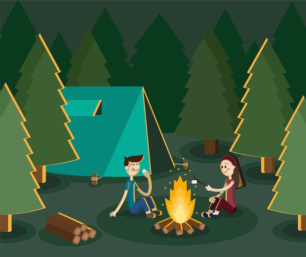 Camping flat illustration