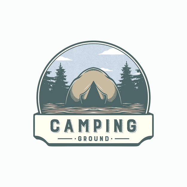 camping in the forest vintage logo