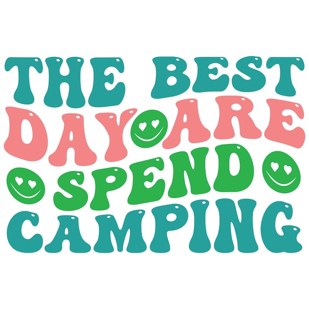 Camping golvende typografie t-shirt ontwerp