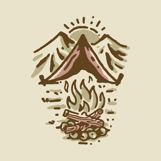 Camping in good nature watercolor graphic illustration vector art tshirt design