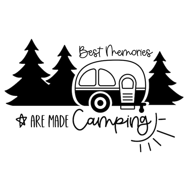 Camping Hand drawn motivation lettering phrase in modern calligraphy style