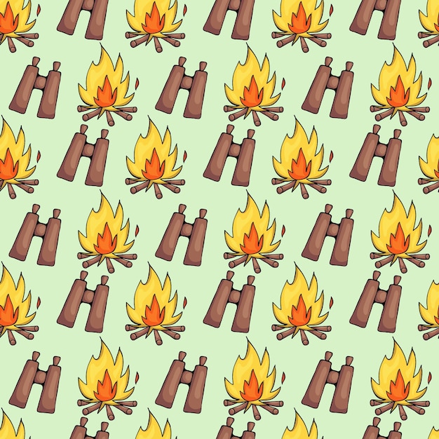 Vector camping hand drawn seamless pattern premium vector