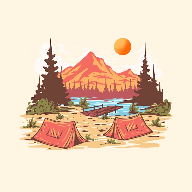 Camping handrawn illustration