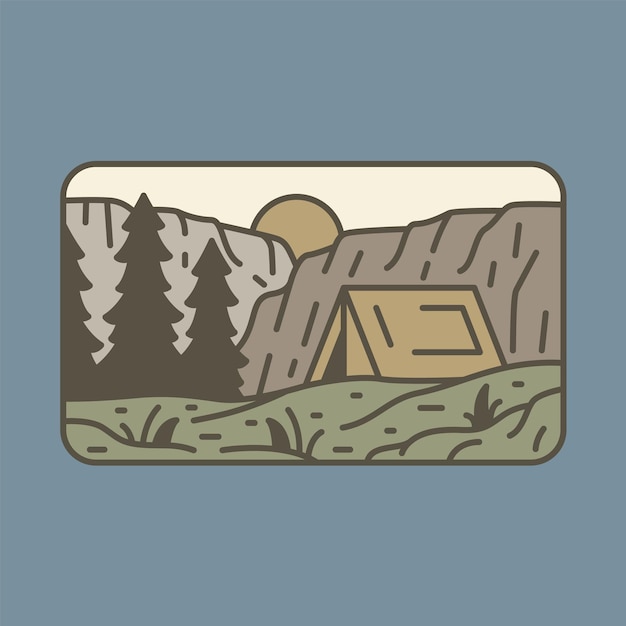 Camping heuvels grafische illustratie vector kunst tshirt ontwerp