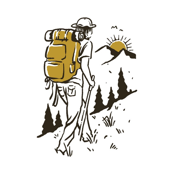 Vector キャンプハイキング登山イラスト