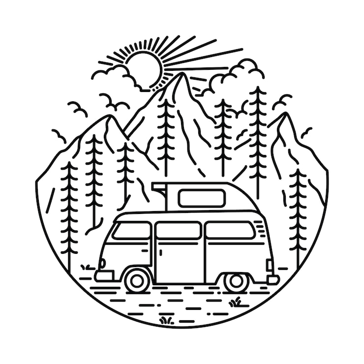 Vector camping hiking climbing mountain nature  illustration  