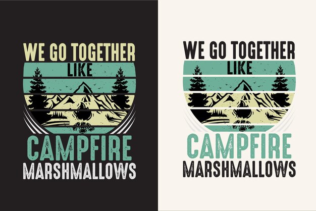 Camping Hiking retro vintage sunset for camping t shirt