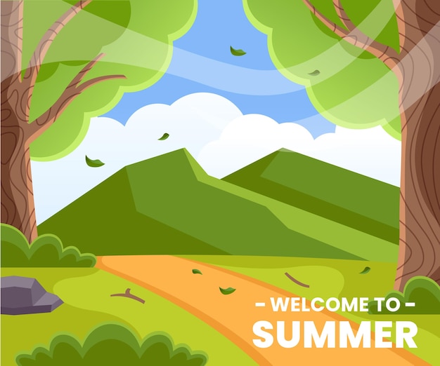 벡터 산에서 캠핑 휴가 배경 포스터 디자인 템플릿