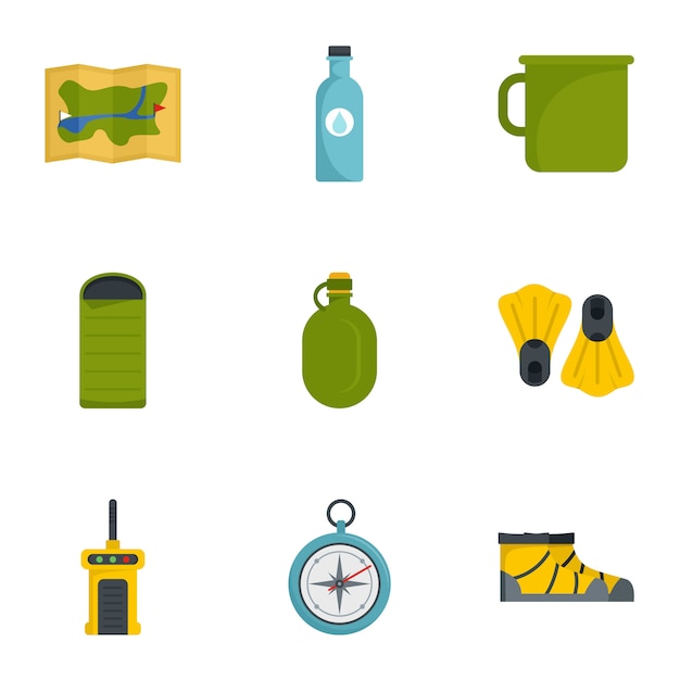 Camping icon set. flat set of 9 camping vector icons