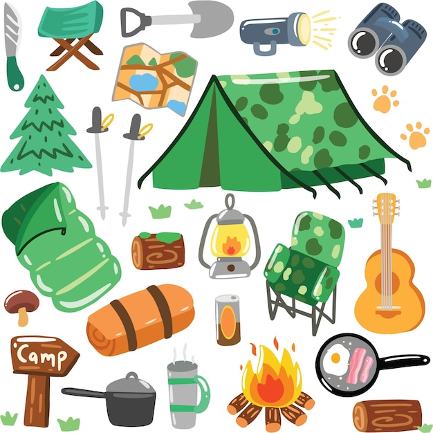 Vector camping icons element vector set