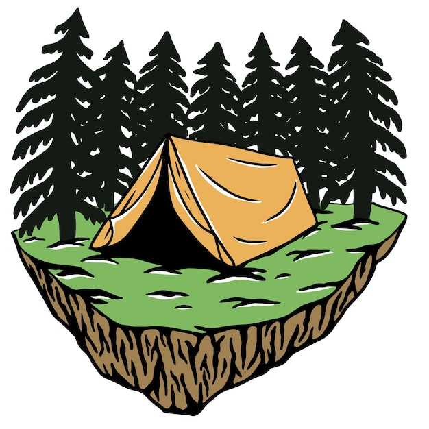 camping illustratie vintage stijl
