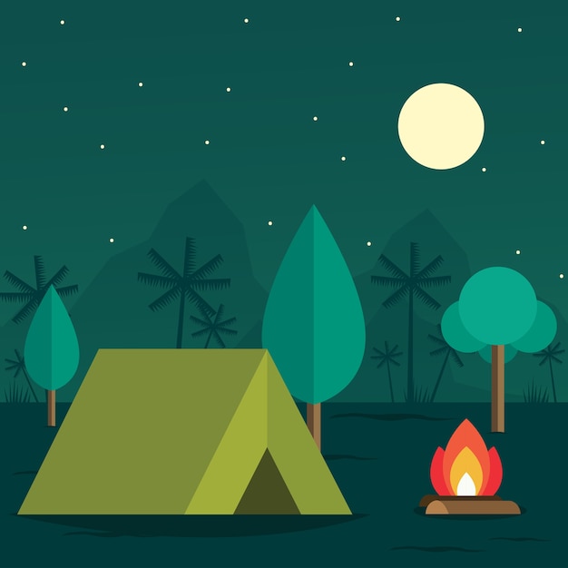 Camping illustratie