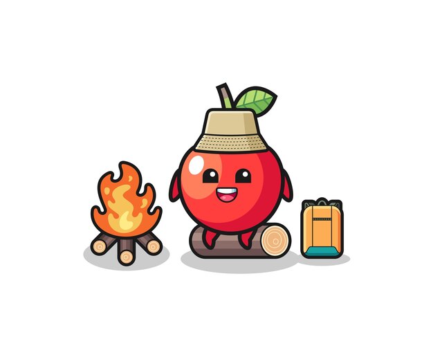 Camping illustration of the cherry cartoon cute design