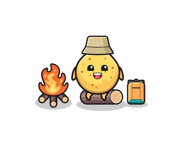 Camping illustration of the potato chip cartoon