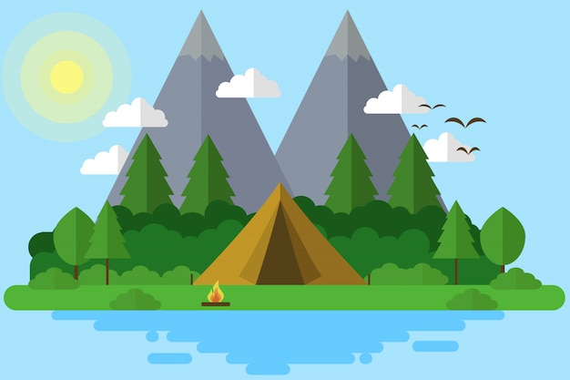 camping in eiland illustratie