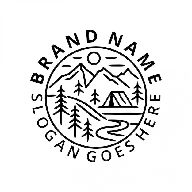 Шаблон логотипа кемпинга в лесу